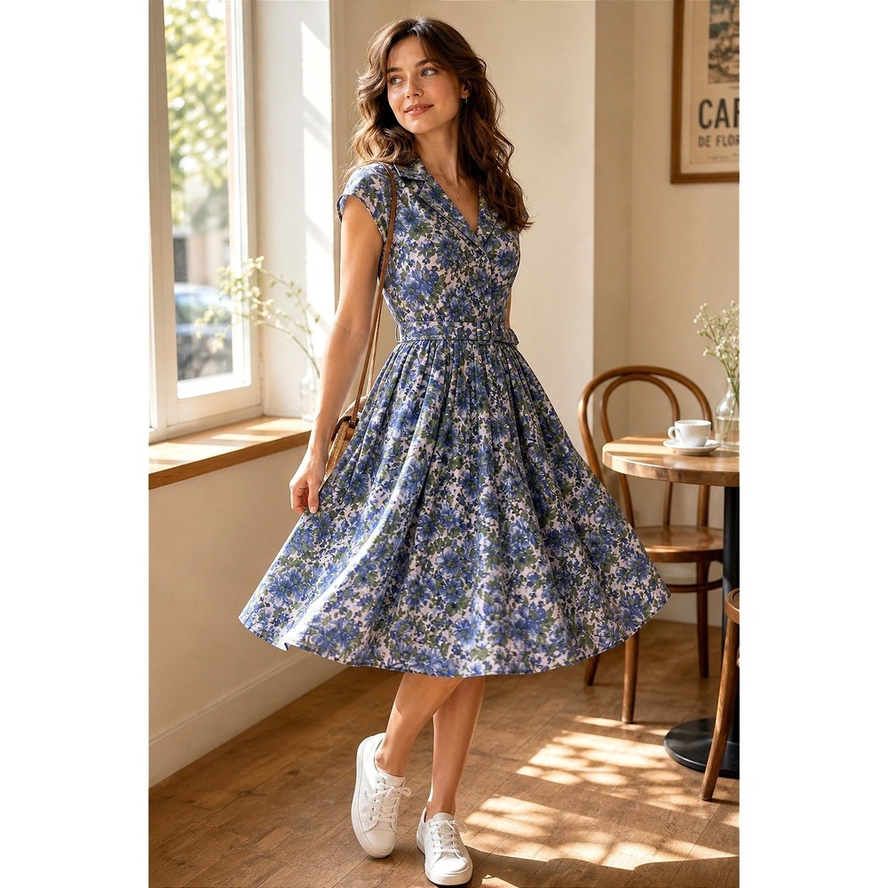 Vintage 1950s Mode O'Day Rockabilly Swing Dress Tropical Fit Flare Union Made